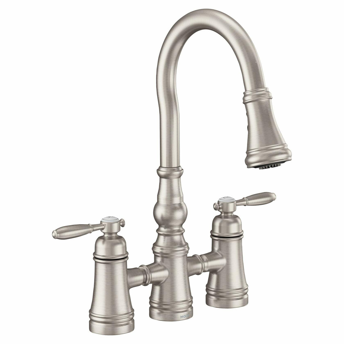 MOEN Weymouth S73204SRS Double Handle Deck Mount Bridge Kitchen Faucet in Spot Resist Stainless Steel - Like New