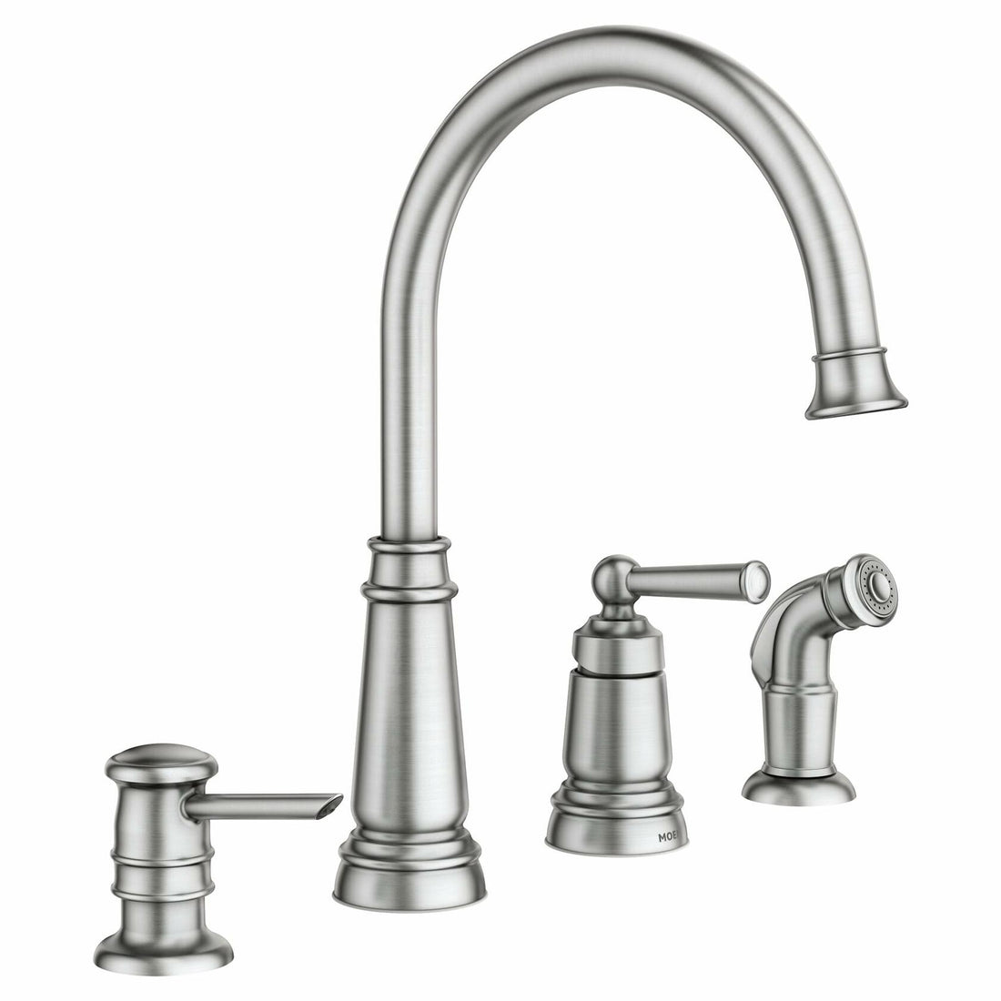 MOEN Edison 87042SRS One-Handle High Arc Kitchen Faucet with Soap Dispenser in Spot Resist Stainless - Like New