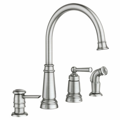 MOEN Edison 87042SRS One-Handle High Arc Kitchen Faucet with Soap Dispenser in Spot Resist Stainless - Like New