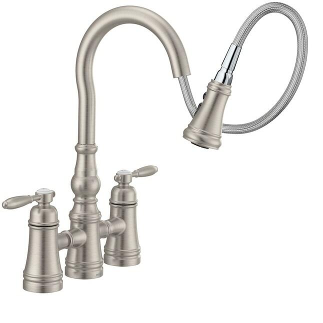 MOEN Weymouth S73204SRS Double Handle Deck Mount Bridge Kitchen Faucet in Spot Resist Stainless Steel - Like New