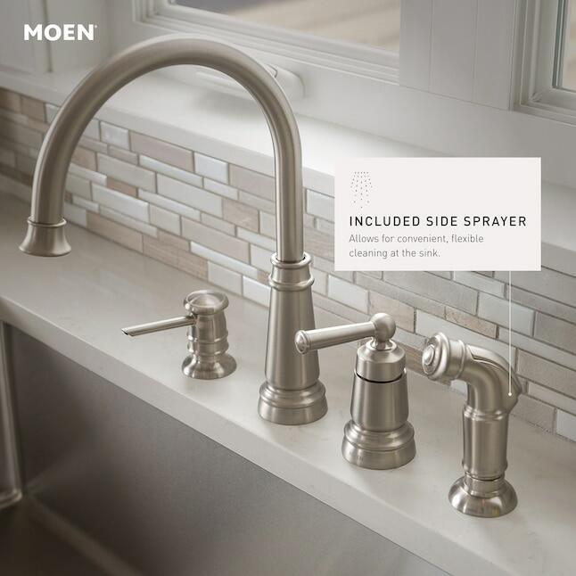 MOEN Edison 87042SRS One-Handle High Arc Kitchen Faucet with Soap Dispenser in Spot Resist Stainless - Like New