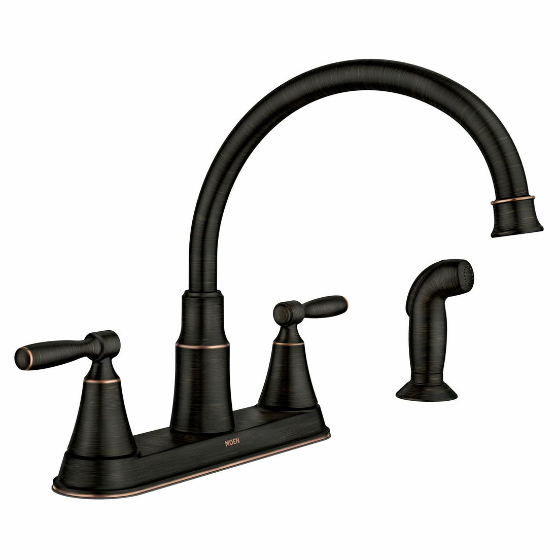 MOEN Hutchinson 87048BRB Two-Handle Kitchen Sink Faucet with Side Spray in Medterranean Bronze - Like New