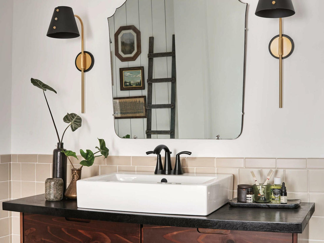 Moen 6172BL Glyde Two-Handle High Arc Centerset Bathroom Faucet, Matte Black