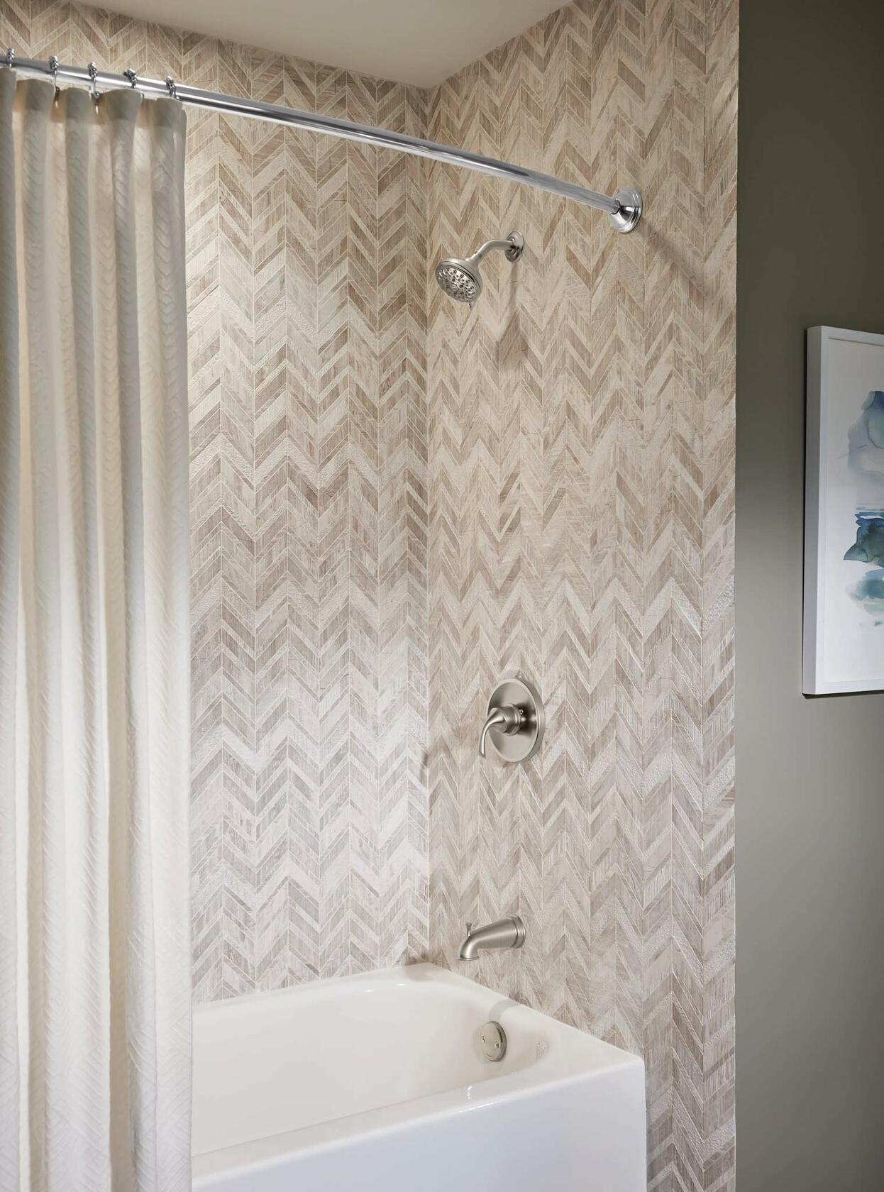 Moen Idora Spot Resist Brushed Nickel Posi-Temp Tub and Shower with Valve Included, 82115SRN