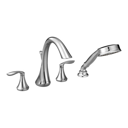 Moen Eva Chrome Two-Handle Deck Mount Roman Tub Faucet Trim Kit with Single Function Handshower, Valve Required, T944