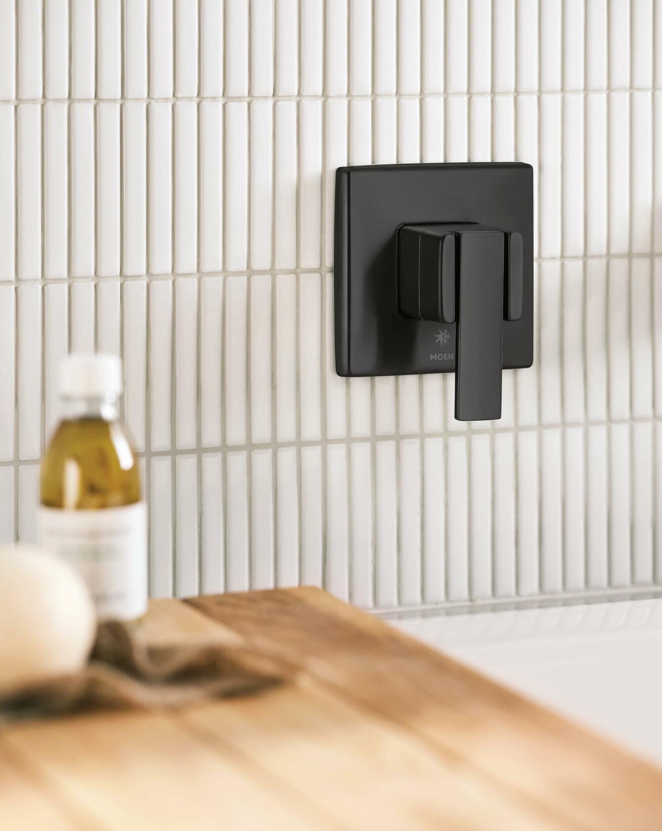 Moen 90 Degree Matte Black Single Handle Wall Mount Tub Filler High Flow Tub Faucet with 10" Spout Reach, WTS911BL
