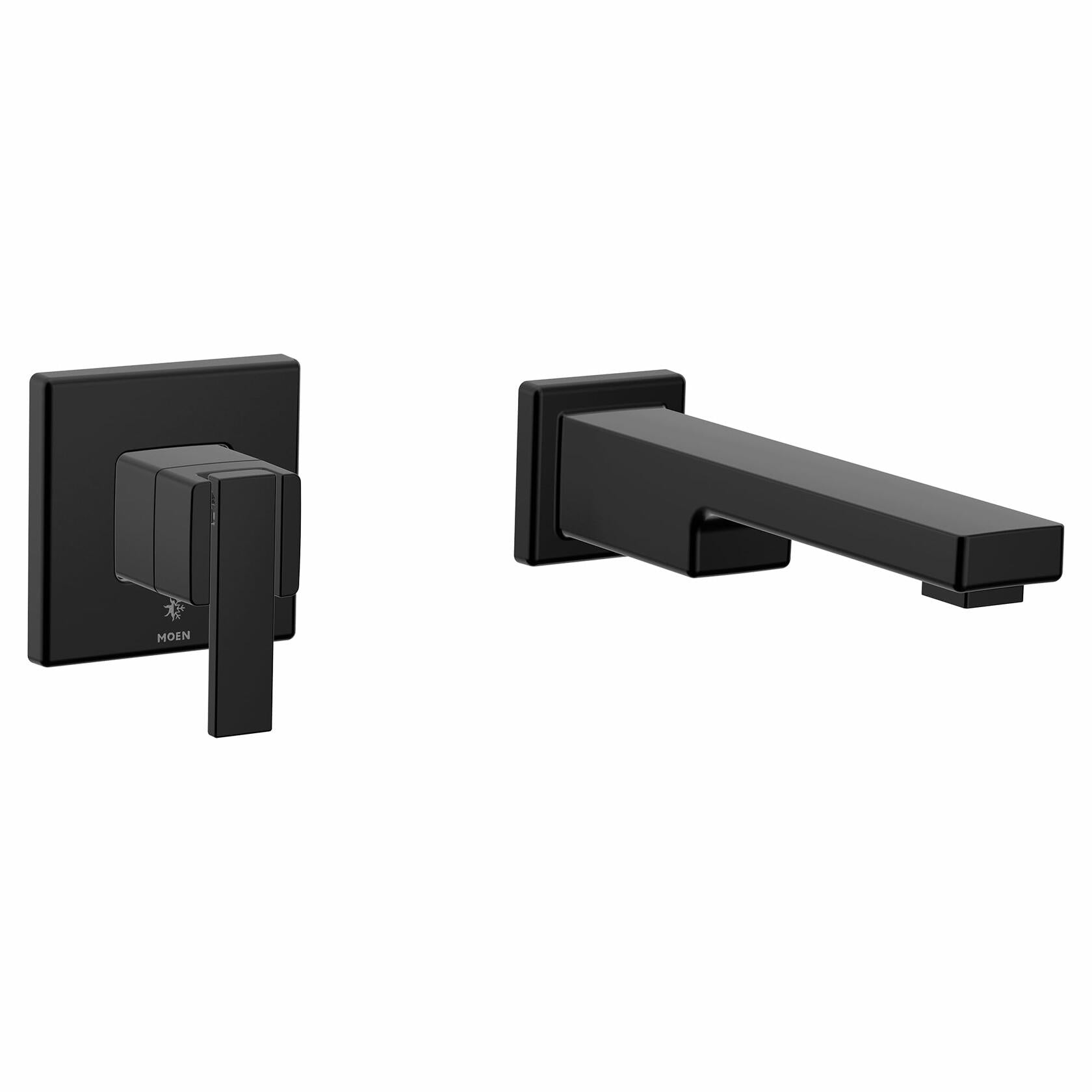 Moen 90 Degree Matte Black Single Handle Wall Mount Tub Filler High Flow Tub Faucet with 10" Spout Reach, WTS911BL