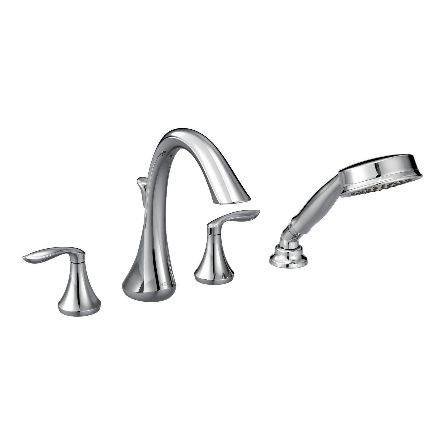 Moen Eva Chrome Two-Handle Deck Mount Roman Tub Faucet Trim Kit with Single Function Handshower, Valve Required, T944