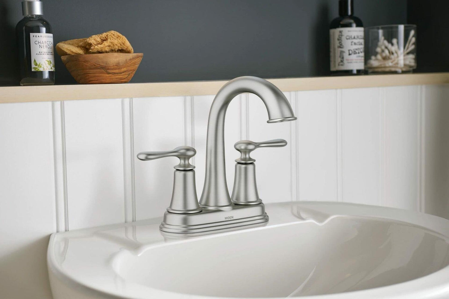 Moen 84092SRN Ellicott 4" Lavatory Faucet, Spot Resist Brushed Nickel