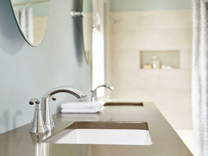 Moen Glyde Chrome Two-Handle High Arc Centerset Bathroom Faucet, 6172