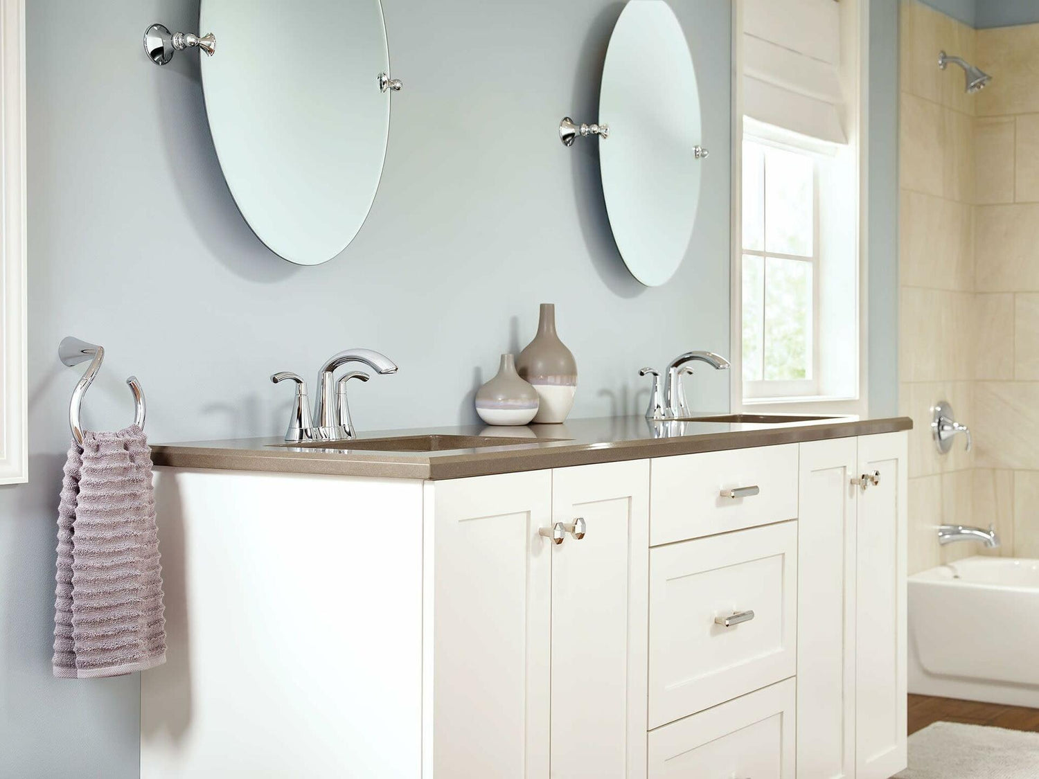 Moen Glyde Chrome Two-Handle High Arc Centerset Bathroom Faucet, 6172