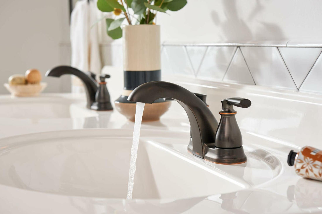 Moen Hilliard 2 Handle Centerset Lavatory Faucet - with Low Arc Spout, Mediterranean Bronze