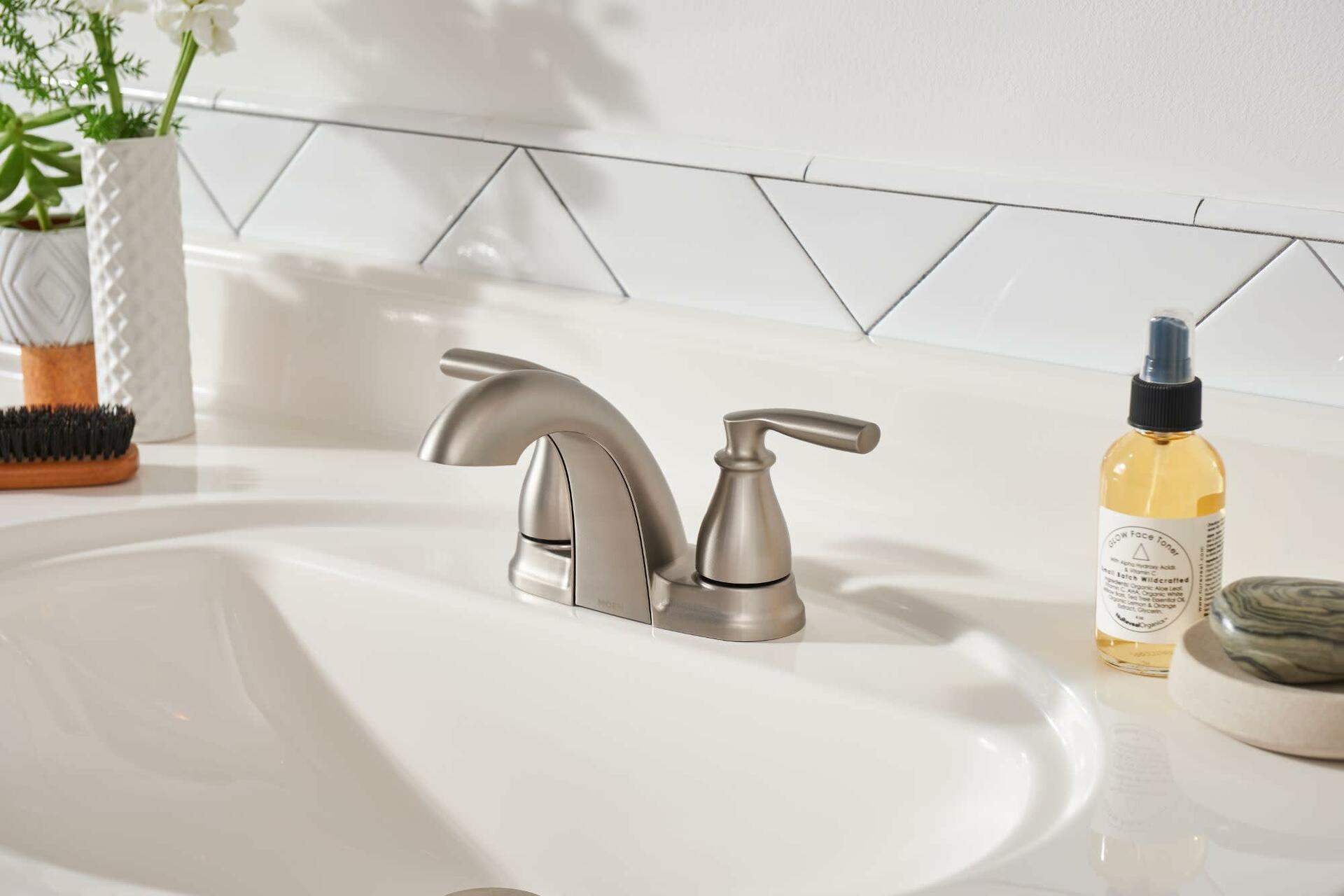Moen Hilliard 2 Handle Centerset Lavatory Faucet - with Low Arc Spout, Mediterranean Bronze