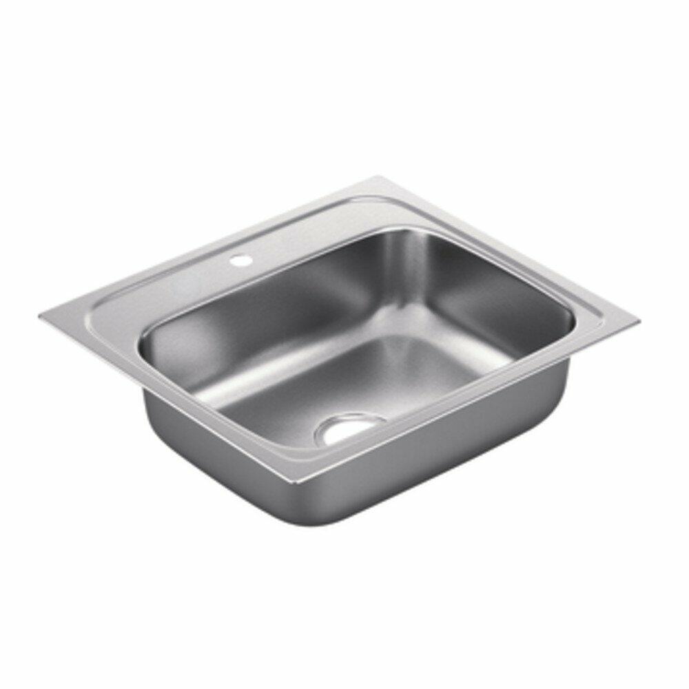 Moen G221961 2200 Series 22-Gauge Single Bowl Drop In Sink, Stainless Steel