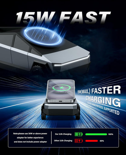 Cyberdock 3 in 1 MagSafe Charging Stand for Apple Device, Rotating Magnetic Fast Wireless Charger Stand with Ambient Light for iPhone 17-12, Apple Watch, AirPod (Gray)