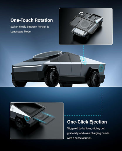 Cyberdock 3 in 1 MagSafe Charging Stand for Apple Device, Rotating Magnetic Fast Wireless Charger Stand with Ambient Light for iPhone 17-12, Apple Watch, AirPod (Gray)