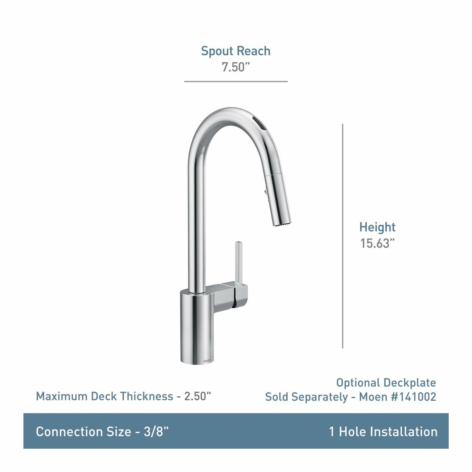 MOEN Align 7565EVC Single-Handle Smart Touchless Pull Down Sprayer Kitchen Faucet with Voice Control and Power Clean in Chrome