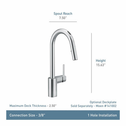 MOEN Align 7565EVC Single-Handle Smart Touchless Pull Down Sprayer Kitchen Faucet with Voice Control and Power Clean in Chrome
