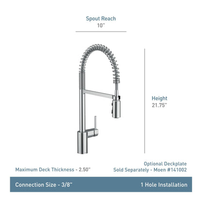 MOEN Align 5923BG Single-Handle Pre-Rinse Spring Pull-Down Sprayer Kitchen Faucet with Power Boost in Brushed Gold - Like New