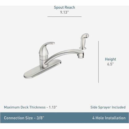 MOEN Adler 87604 Single Handle Deck-mount Kitchen Faucet with Sprayer in Chrome