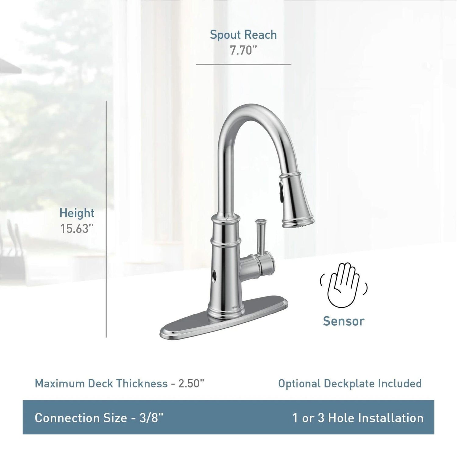 MOEN Belfield 7260EWSRS Motionsense Wave Sensor Touchless One Handle Pulldown Kitchen Faucet in Spot Resist Stainless