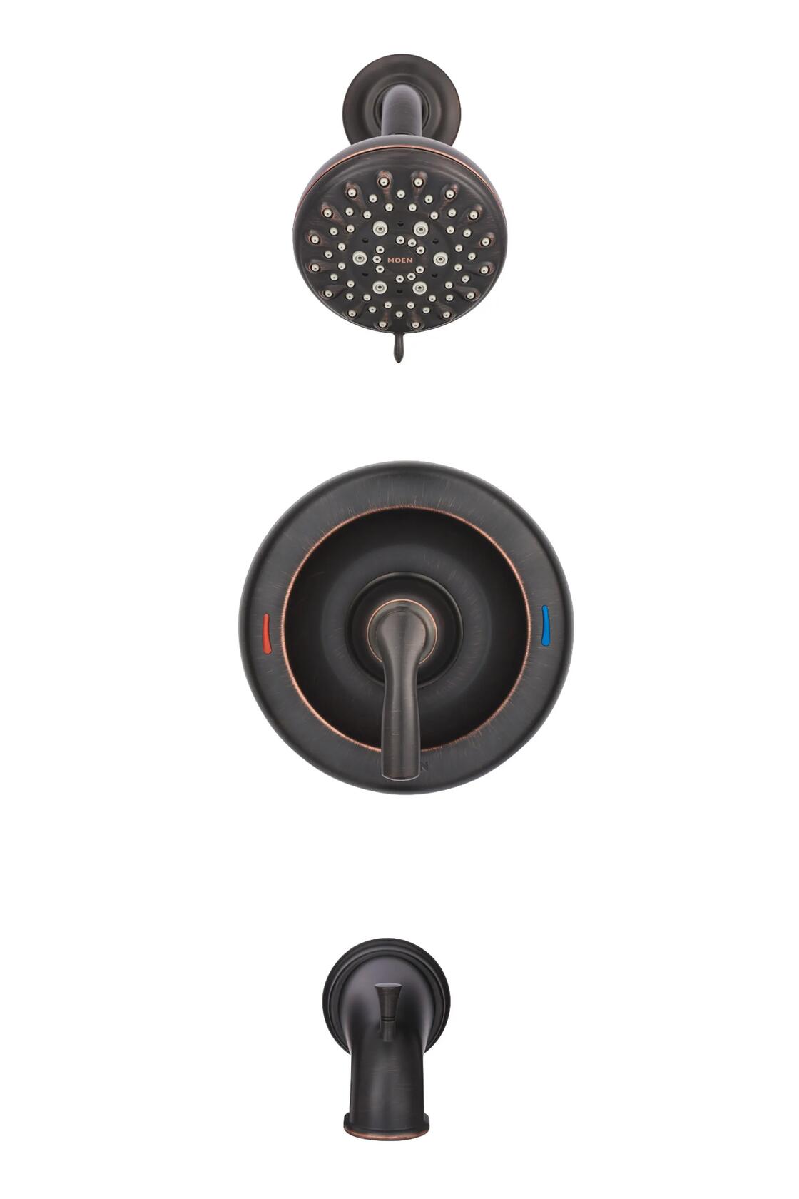 MOEN Hilliard 82537BRB Posi-Temp Rain Shower Single-Handle Shower Faucet Trim Kit in Mediterranean Bronze (Valve Included)