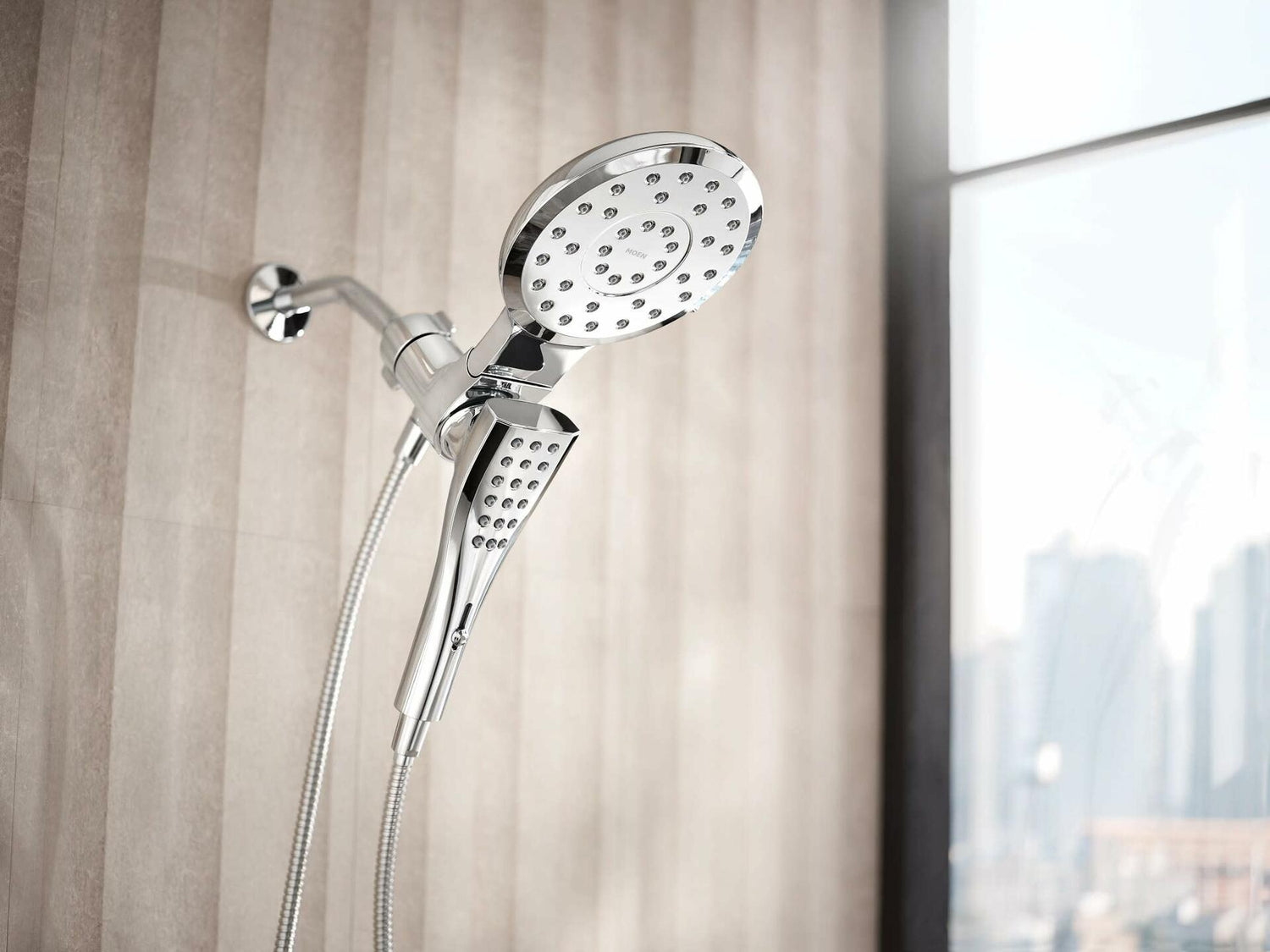 MOEN Verso 220C3EP 8-Spray 7 in. Dual Wall Mount Fixed and Handheld Shower Head 1.75 GPM with Infiniti Dial in Chrome
