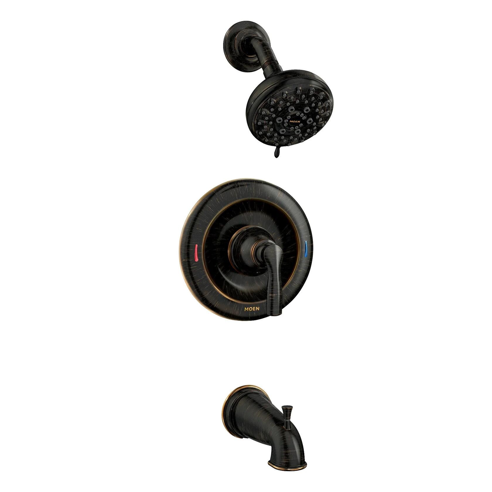 MOEN Hilliard 82537BRB Posi-Temp Rain Shower Single-Handle Shower Faucet Trim Kit in Mediterranean Bronze (Valve Included)