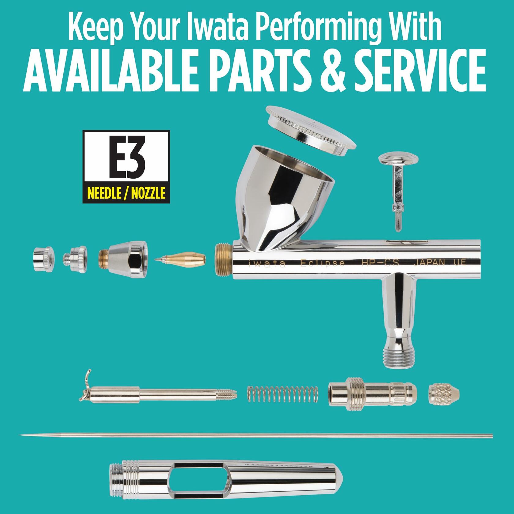 Iwata Eclipse HP-CS Airbrush - Gravity Feed Dual Action, High-Flow Atomization for Fine Detail to Wide Coverage – E3 Nozzle, 0.24 oz Cup – Ideal for Artists, Model Painting, Cosplay &amp; More