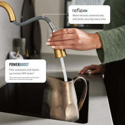 MOEN Sleek 7864BG One-Handle Single-Hole Pulldown Kitchen Faucet with Pulldown Sprayer in Brushed Gold