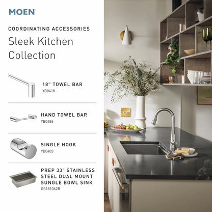 MOEN Sleek 7864BG One-Handle Single-Hole Pulldown Kitchen Faucet with Pulldown Sprayer in Brushed Gold