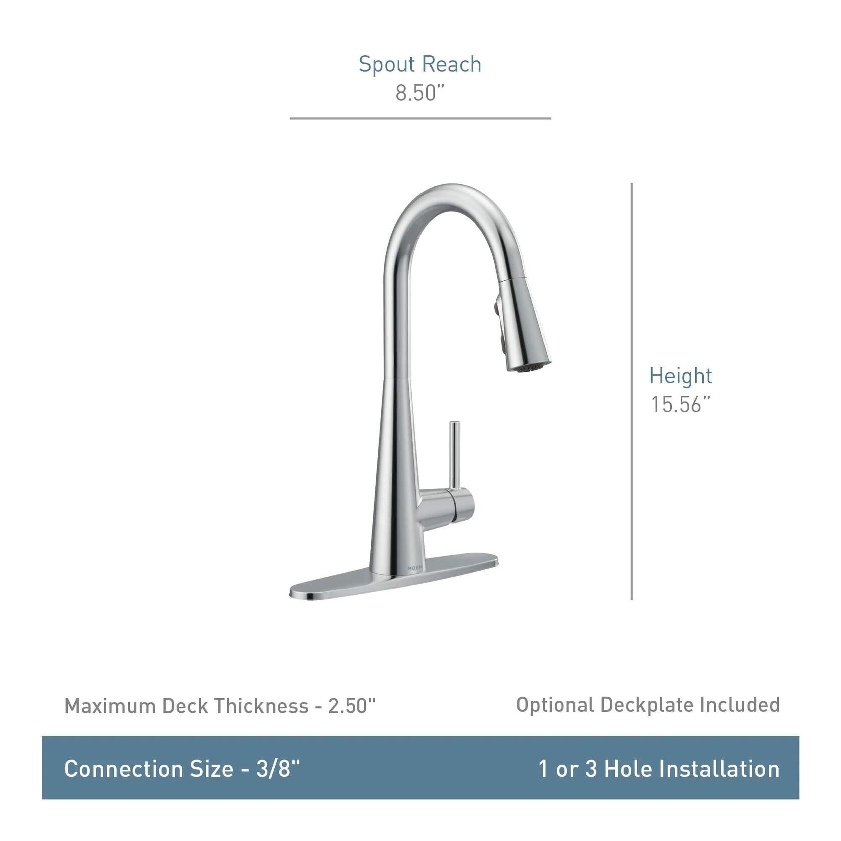 MOEN Sleek 7864BG One-Handle Single-Hole Pulldown Kitchen Faucet with Pulldown Sprayer in Brushed Gold