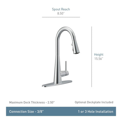 MOEN Sleek 7864BG One-Handle Single-Hole Pulldown Kitchen Faucet with Pulldown Sprayer in Brushed Gold