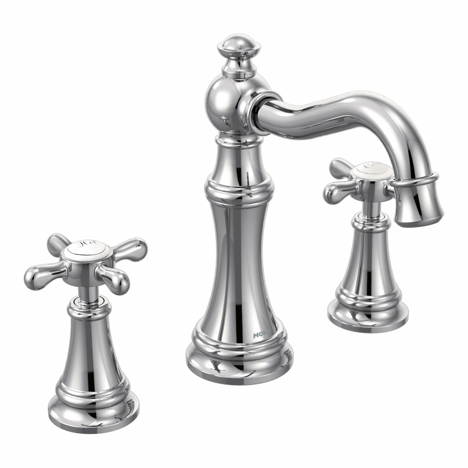 MOEN Weymouth TS42114 Two-Handle Widespread Cross Handle Bathroom Faucet Trim Set in Chrome (Valve Required)