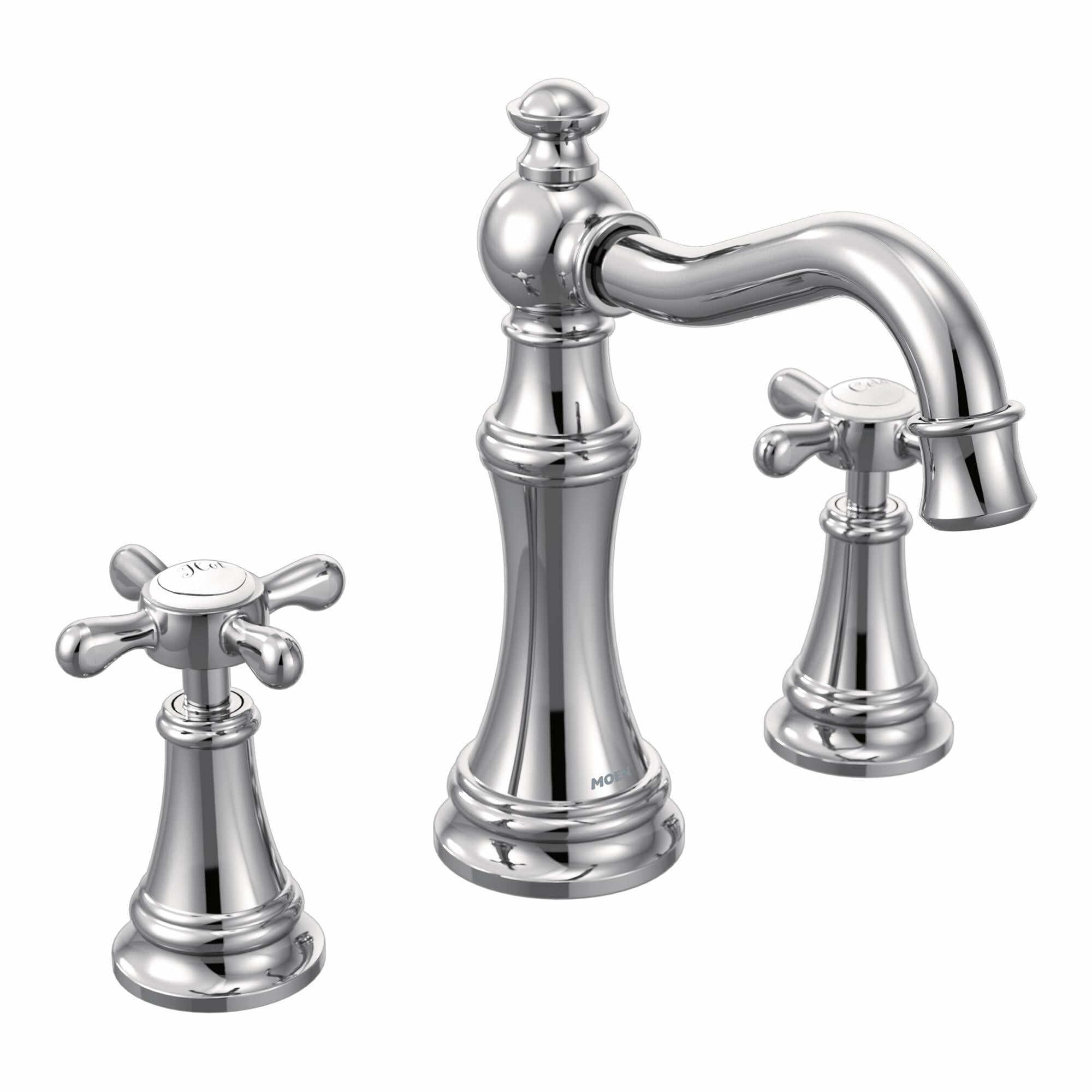 MOEN Weymouth TS42114 Two-Handle Widespread Cross Handle Bathroom Faucet Trim Set in Chrome (Valve Required)