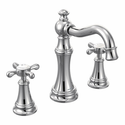 MOEN Weymouth TS42114 Two-Handle Widespread Cross Handle Bathroom Faucet Trim Set in Chrome (Valve Required)