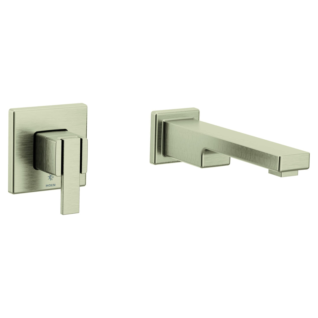 MOEN 90 Degree WTS911BN Single Handle Wall Mount Tub Filler High Flow Tub Faucet with 10" Spout Reach in Brushed Nickel