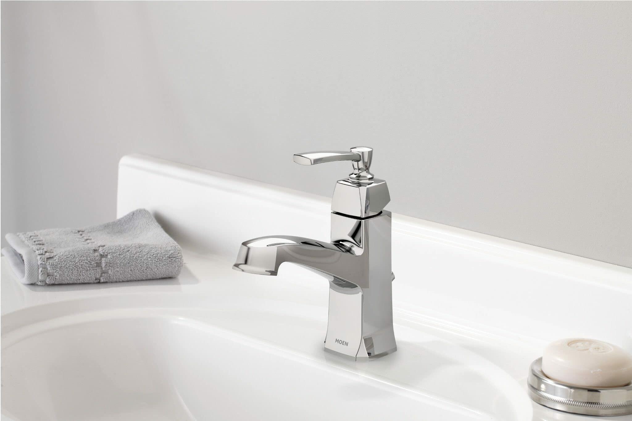 MOEN Conway WS84923 One-Handle Single Hole Bathroom Sink Faucet with Drain Assembly in Chrome