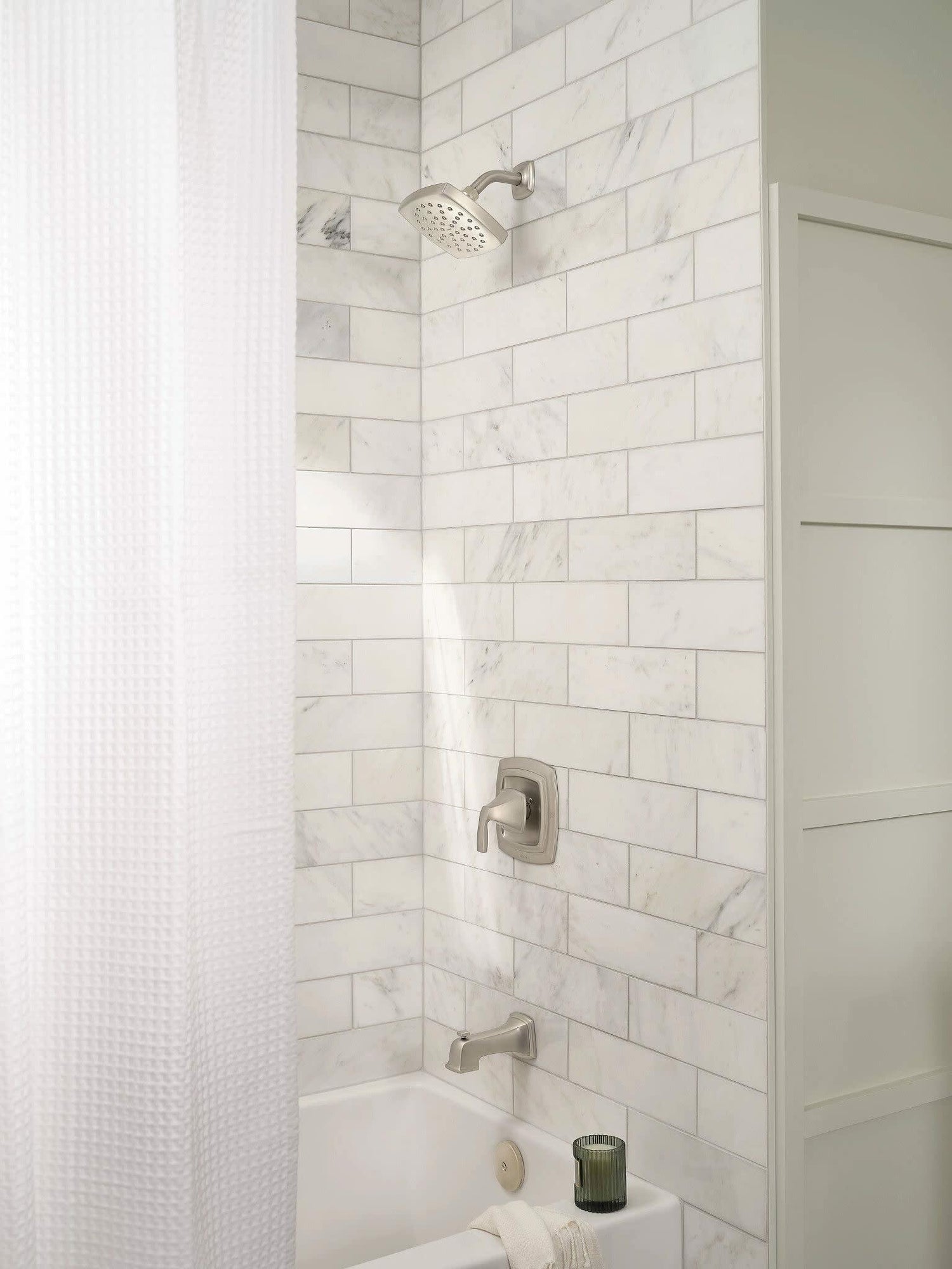 MOEN Finney 82721SRN One-Handle Tub and Shower Faucet in Spot Resist Brushed Nickel (Valve Required)