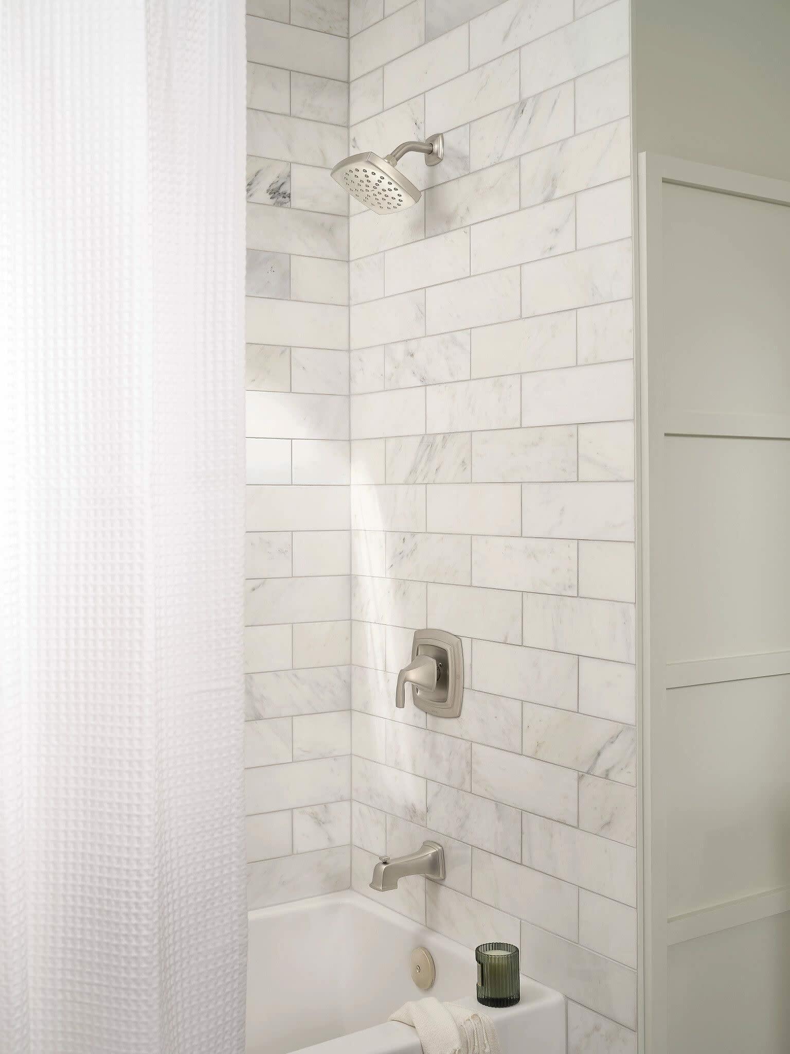MOEN Finney 82721SRN One-Handle Tub and Shower Faucet in Spot Resist Brushed Nickel (Valve Required)