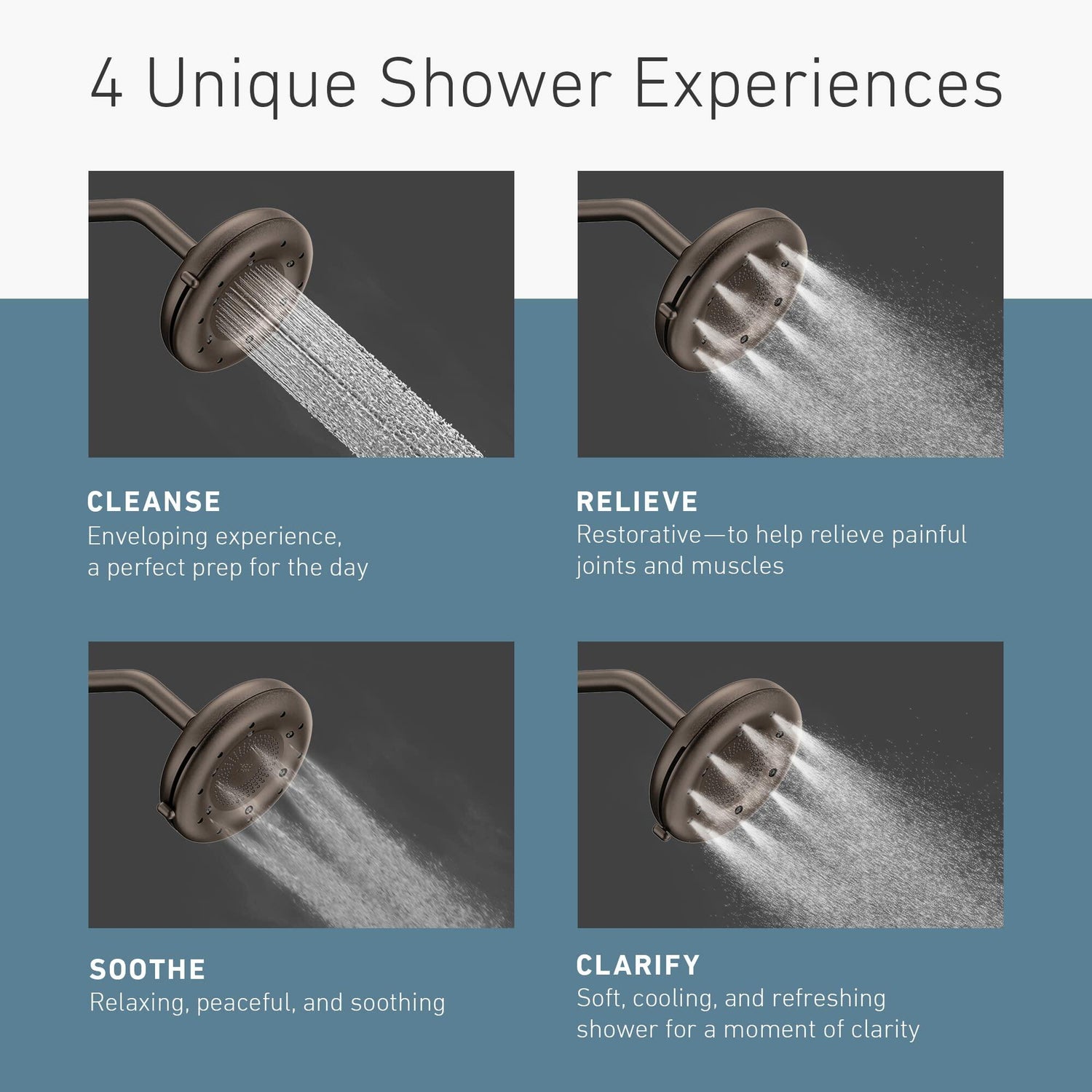 MOEN Quattro N400R0ORB Rainshower Showerhead with Four Unique Shower Experiences in O3il Rubbed Bronze