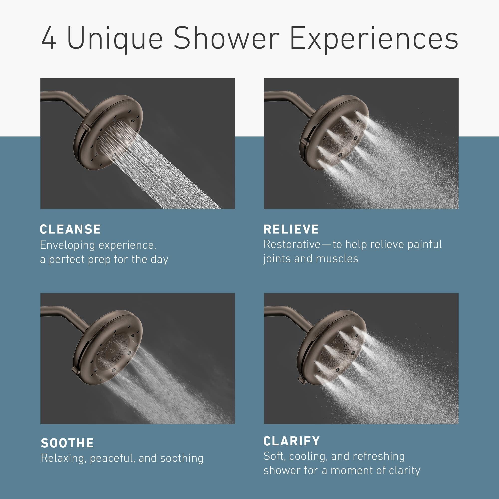 MOEN Quattro N400R0ORB Rainshower Showerhead with Four Unique Shower Experiences in O3il Rubbed Bronze