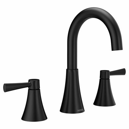 MOEN Ronan 84023BL Two-Handle Widespread Bathroom Faucet in Matte Black (Valve Included)