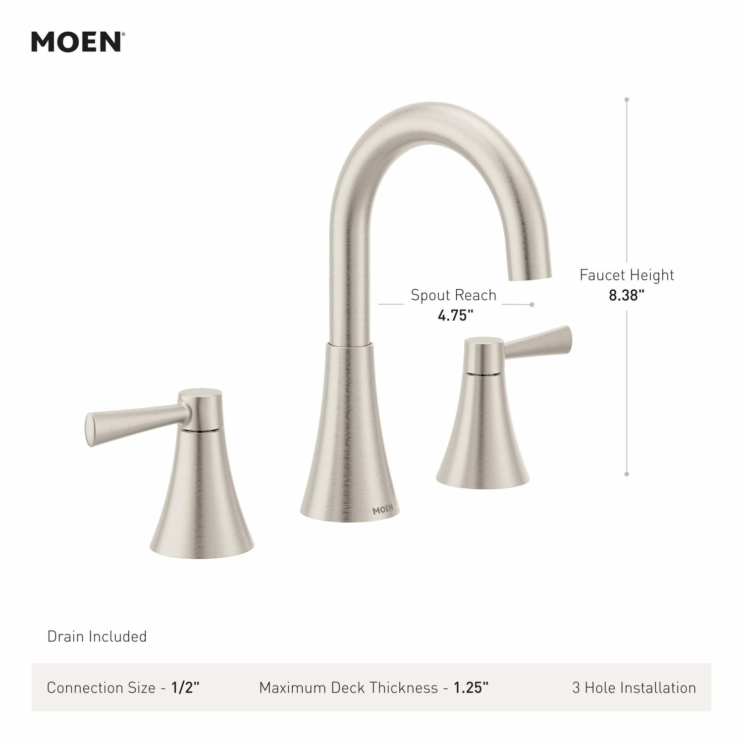 MOEN Ronan 84023BL Two-Handle Widespread Bathroom Faucet in Matte Black (Valve Included)