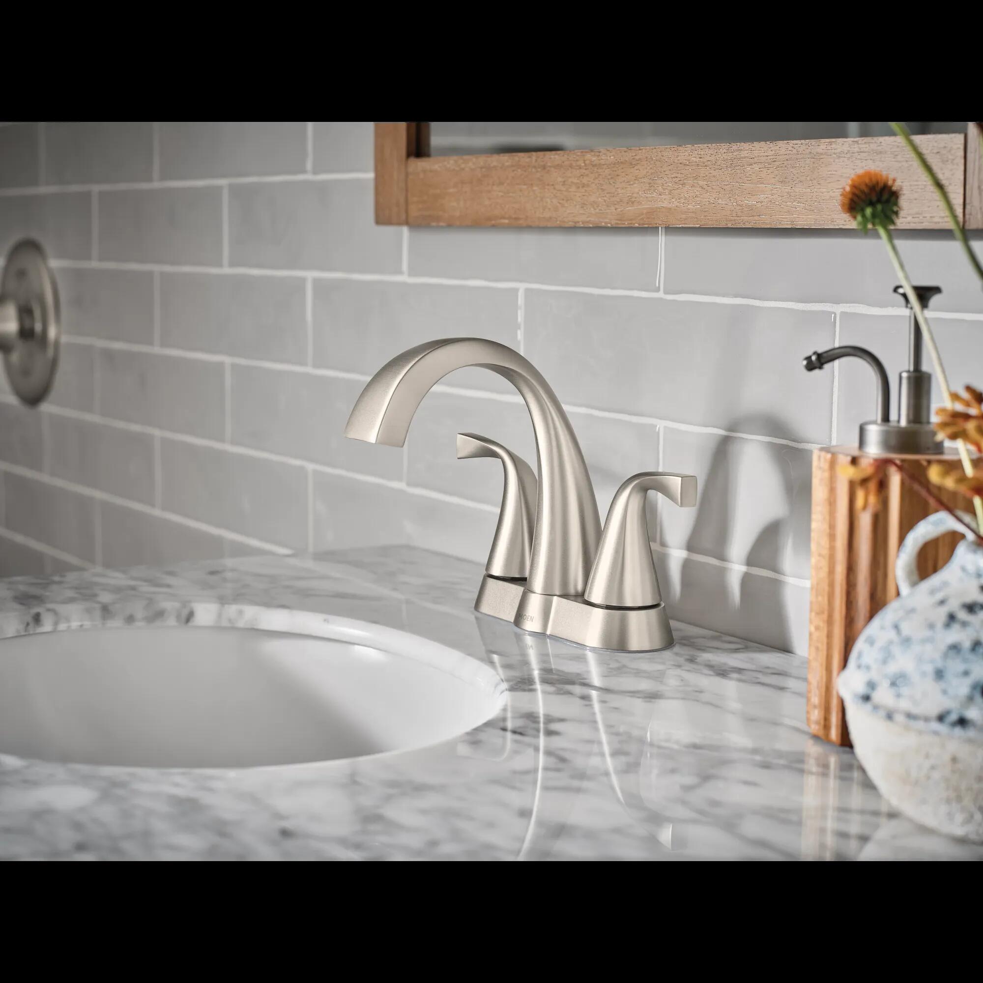 MOEN Oxby WS84660SRN 2-Handle 4-in Centerset Bathroom Sink Faucet in Spot Resist Brushed Nickel