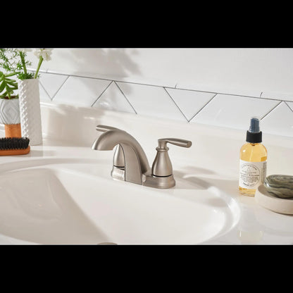 MOEN Hilliard 84532SRN Two-handle Centerset Bathroom Sink Faucet in Spot Resist Brushed Nickel