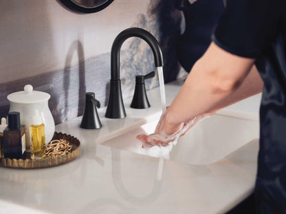 MOEN Ronan 84023BL Two-Handle Widespread Bathroom Faucet in Matte Black (Valve Included)