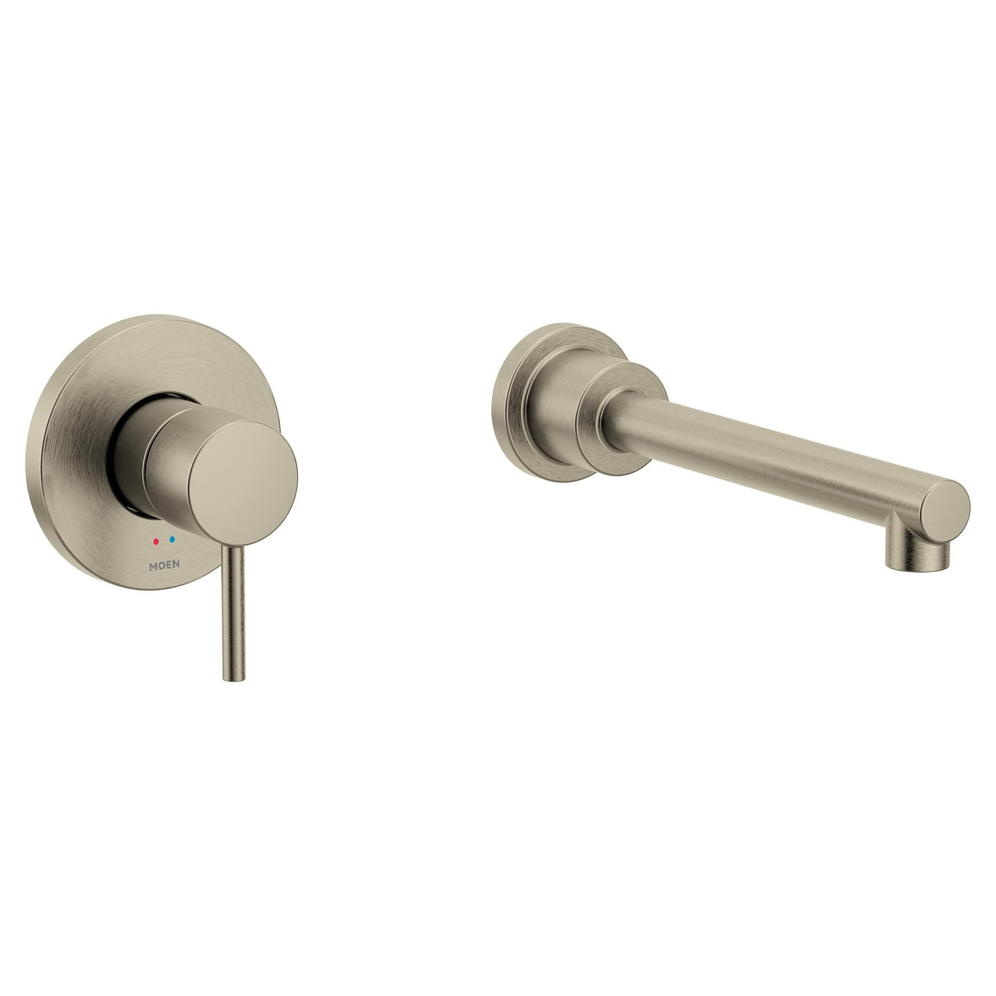 MOEN Align WT391BN Single Handle Wall Mount Tub Filler High Flow Tub Faucet with 10" Spout Reach in Brushed Nickel