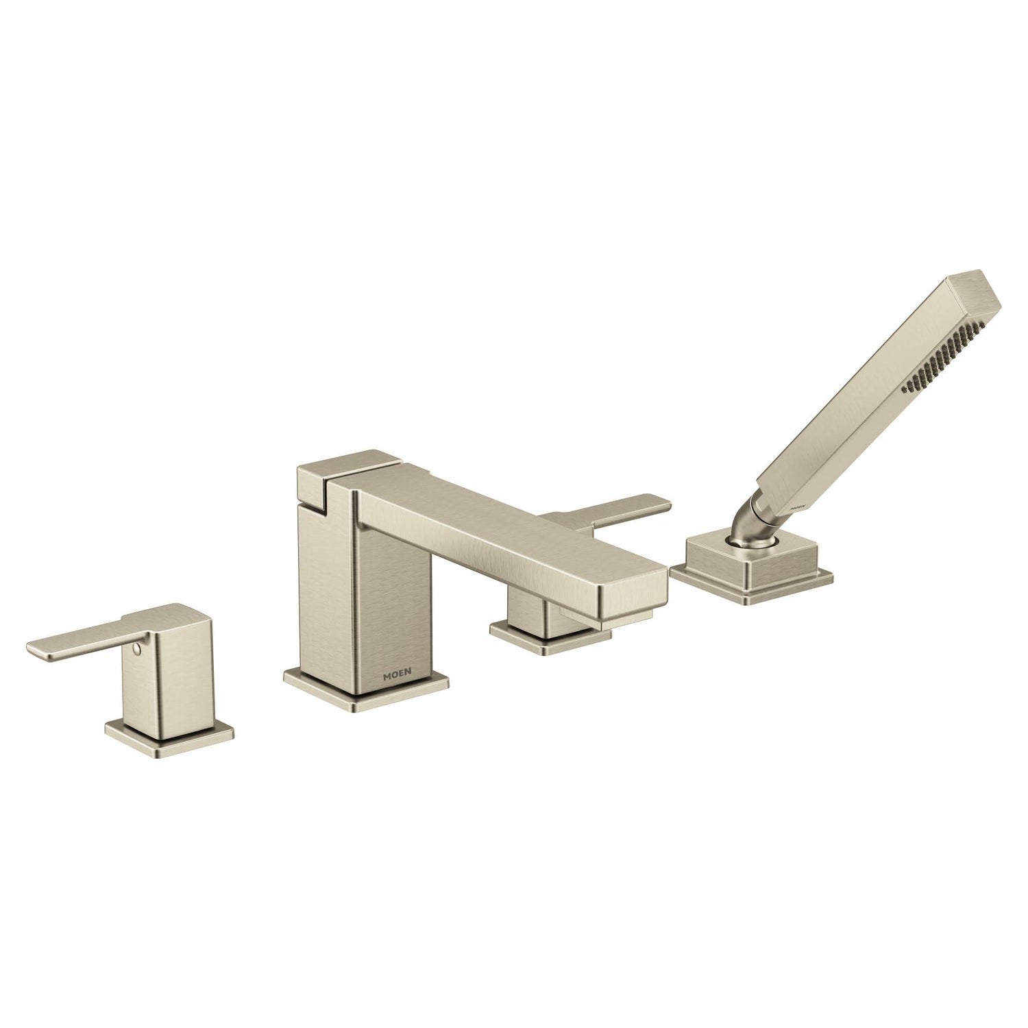 MOEN 90 Degree TS914BN Two-Handle Deck Mount Roman Tub Faucet Trim Kit in Brushed Nickel (Valve Required)
