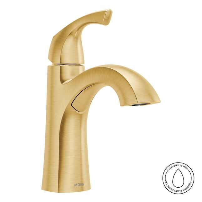 MOEN Lindor 84505BG Single Hole 1-Handle High-Arc Bathroom Sink Faucet in Brushed Gold